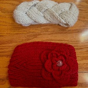 C.C exclusive crimson headband  w flower accent & additional braided headband.